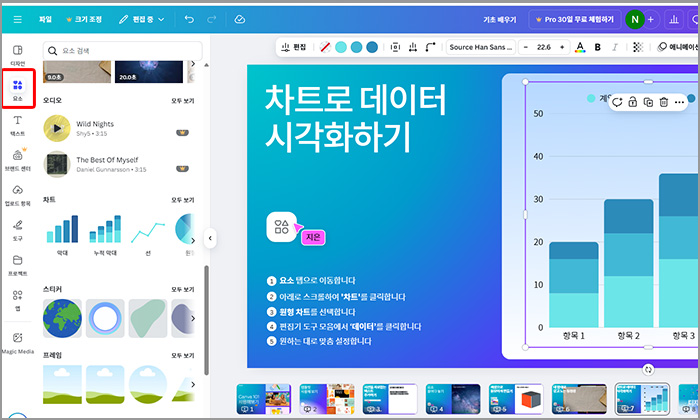 캔바(Canva) 표, 차트 , 그래픽, 도형 넣는 방법
