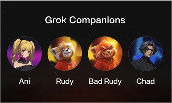 그록(Grok) 컴패니언 모드(Companion Mode) 캐릭터