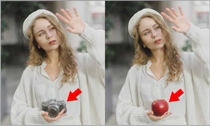 나노 바나나로 제작한 이미지 변환 ( 카메라를 사과로 변경)